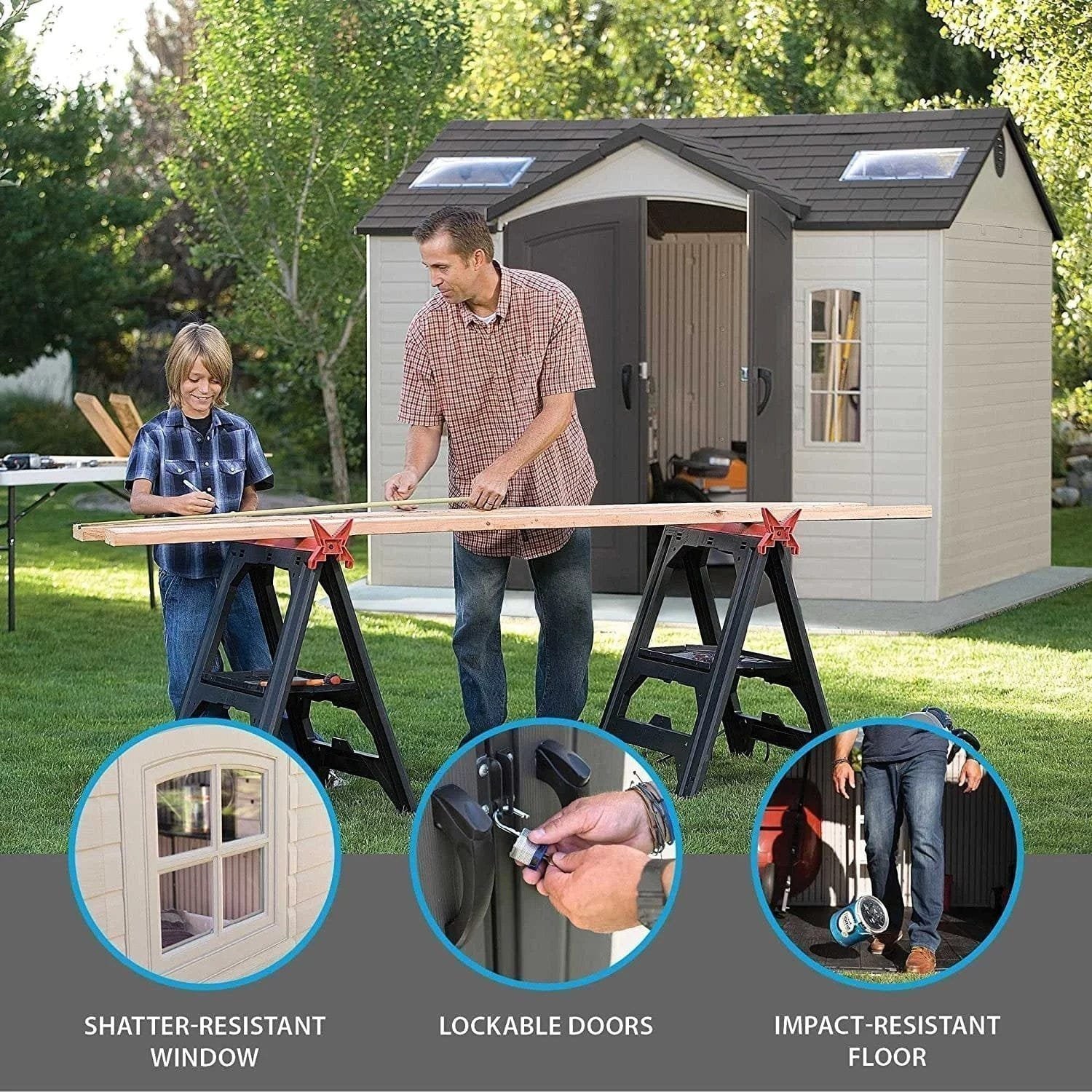 Lifetime 10′ x 8′ Outdoor Storage Shed with Carriage Doors Foundation and Installation Included. image 2