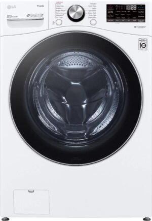 LG – 5.0 Cu. Ft. High-Efficiency Stackable Smart Front Load Washer with Steam and Built-In Intelligence – White image 0