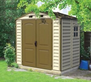 DuraMax 8ft x 6ft Storeall Vinyl Shed with Foundation Kit and window image 0