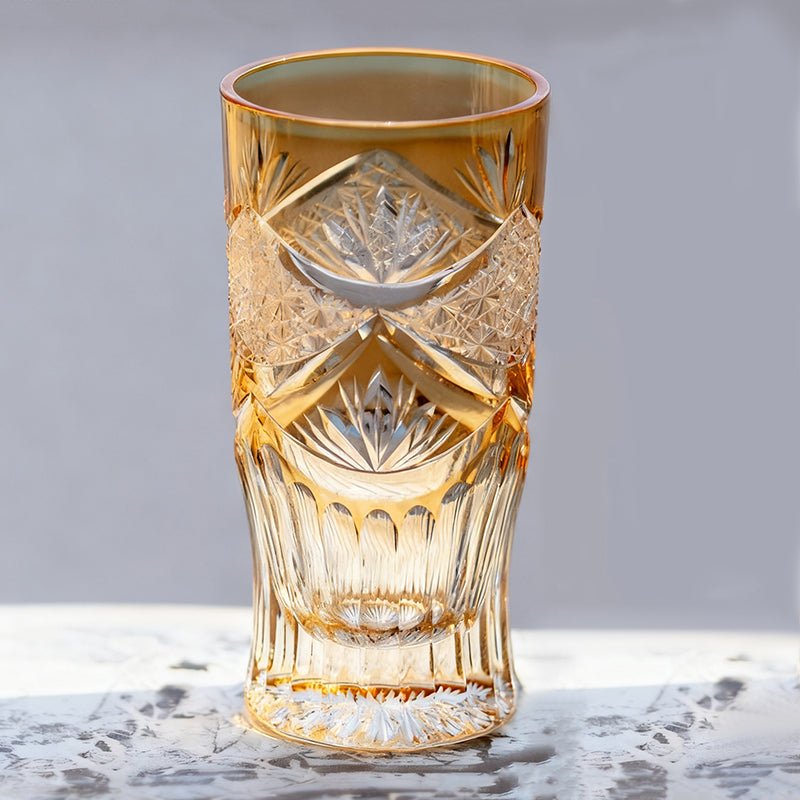 Edo Kiriko Handcrafted Sunset-Toned Crystal Glass - Image 4