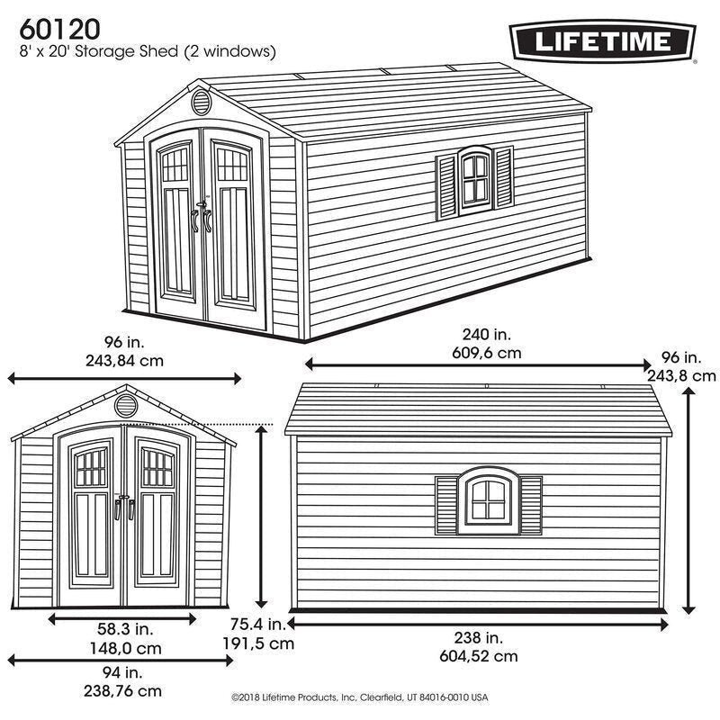 D Plastic Storage Shed 8 ft. W x 20 ft image 1
