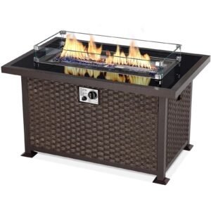Danrelax 44in Outdoor Propane Gas Fire Pit Table, Brown, Fire Pit Table, Fireplace, fire pit image 0