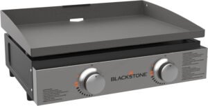 Blackstone 22″ Portable Tabletop Griddle – Dual Burner Flat Top Grill, 24,000 BTU Propane with Stainless Steel Faceplate & Rear Grease System image 0