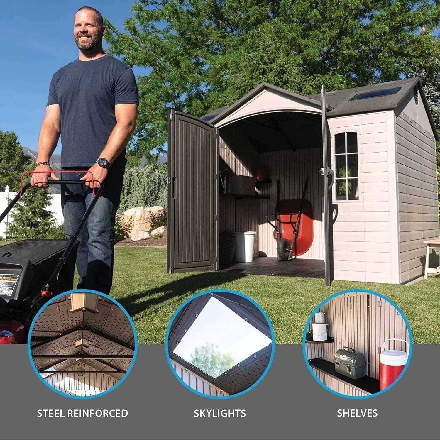 Lifetime 10′ x 8′ Outdoor Storage Shed with Carriage Doors Foundation and Installation Included. image 3
