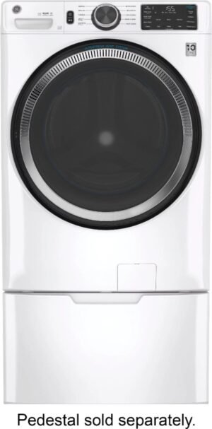 GE – 4.8 CuFt High-Efficiency Stackable Smart Front Load Washer w/UltraFresh Vent System & Microban Antimicrobial Technology – White on white image 0