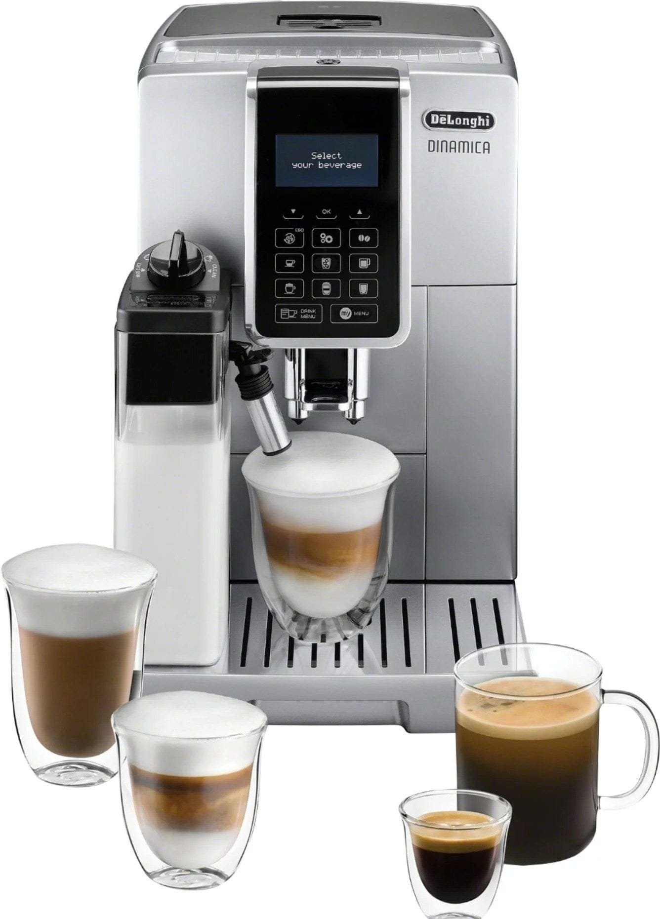 De’Longhi – Dinamica Espresso Machine with 15 bars of pressure and LatteCrema Fully Automatic Milk Frother – Silver image 0
