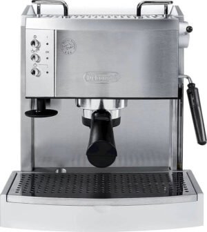 De’Longhi – Espresso Machine with 15 bars of pressure, Milk Frother and removable water tank – Stainless Steel image 0